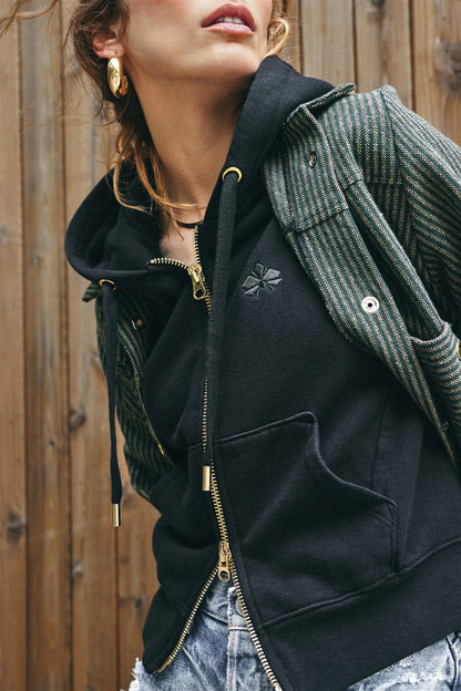 No. 1 BLACK ZIP HOODIE