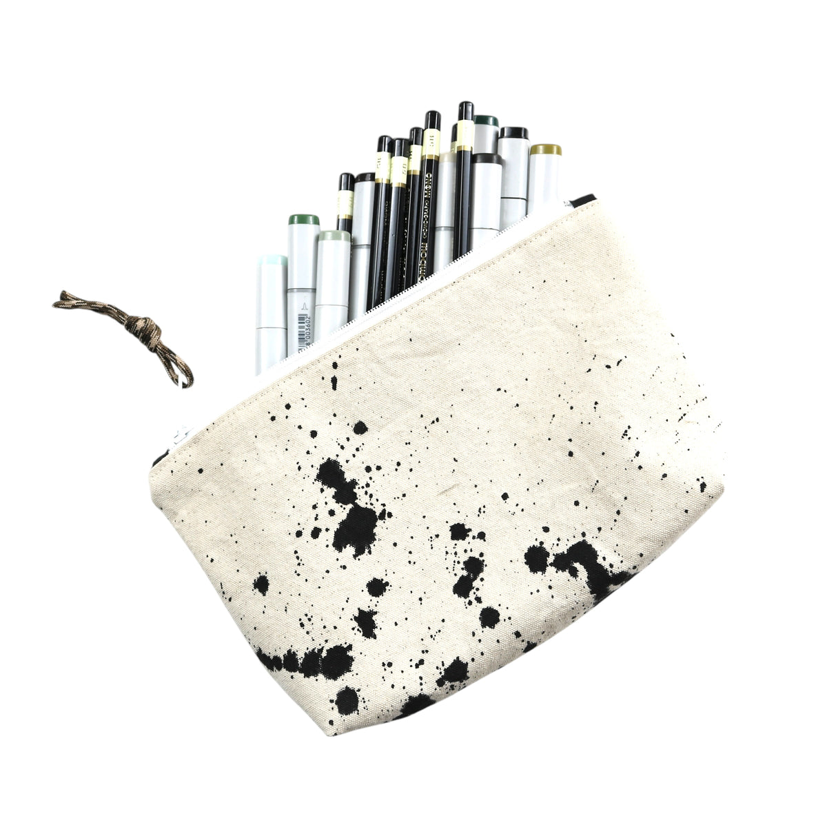 No. 7 SMALL ZIPPER POUCH Natural with Black