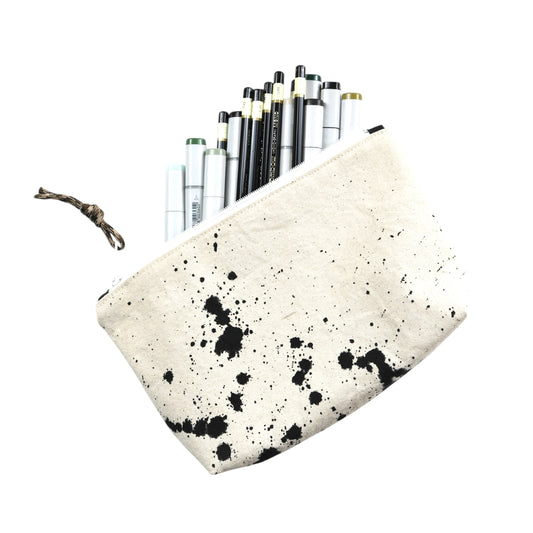 No. 7 SMALL ZIPPER POUCH Natural with Black