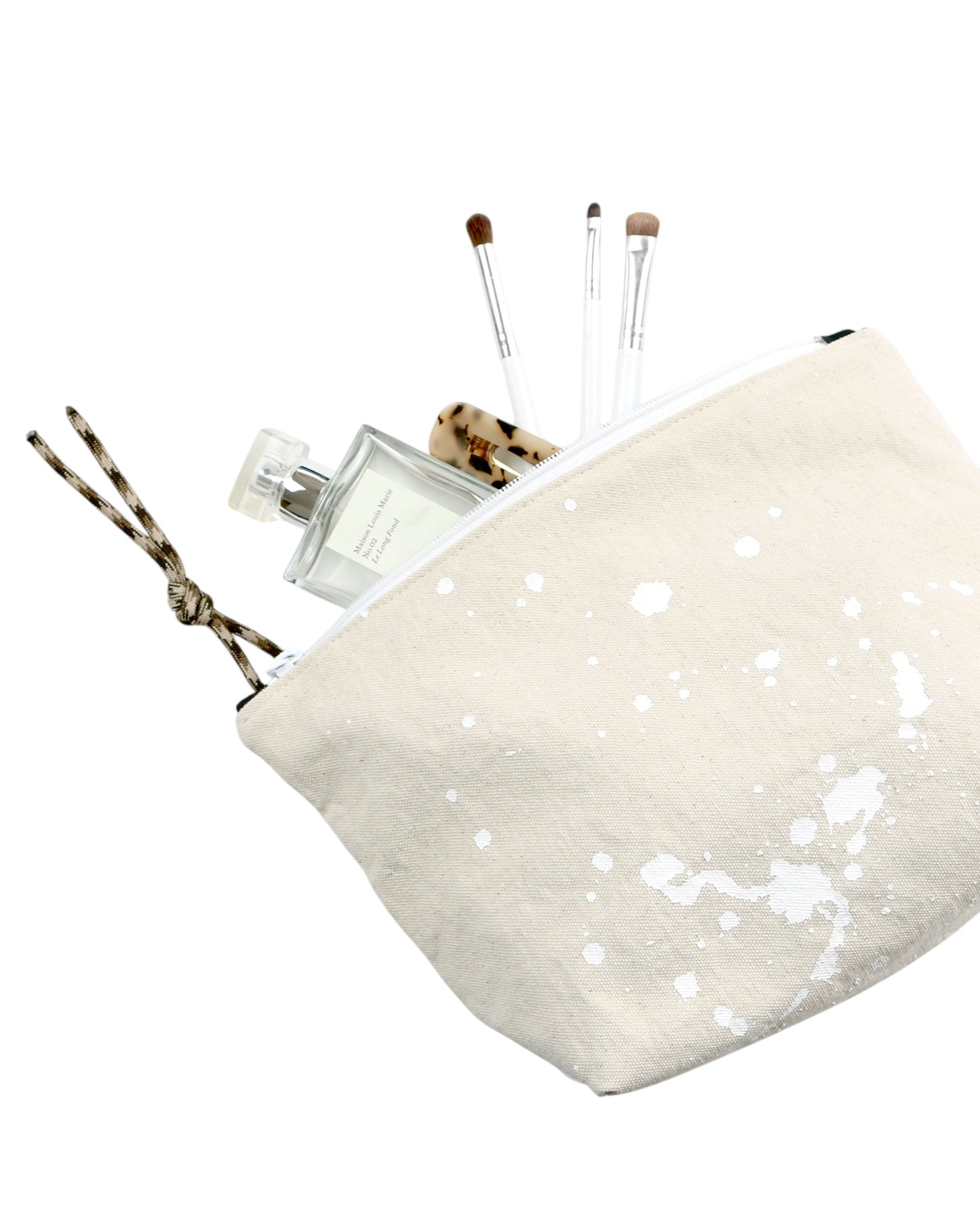 No. 8 MEDIUM ZIPPER POUCH Natural with White