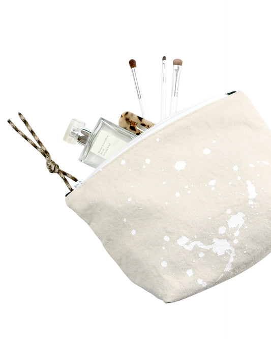 No. 8 MEDIUM ZIPPER POUCH Natural with White