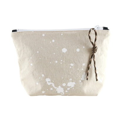 No. 8 MEDIUM ZIPPER POUCH Natural with White