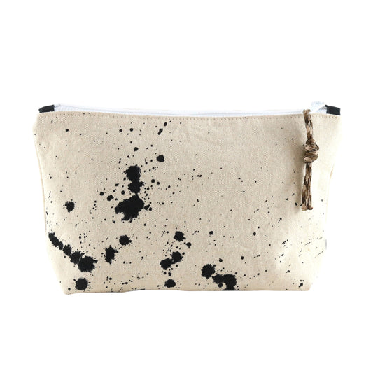 No. 7 SMALL ZIPPER POUCH Natural with Black