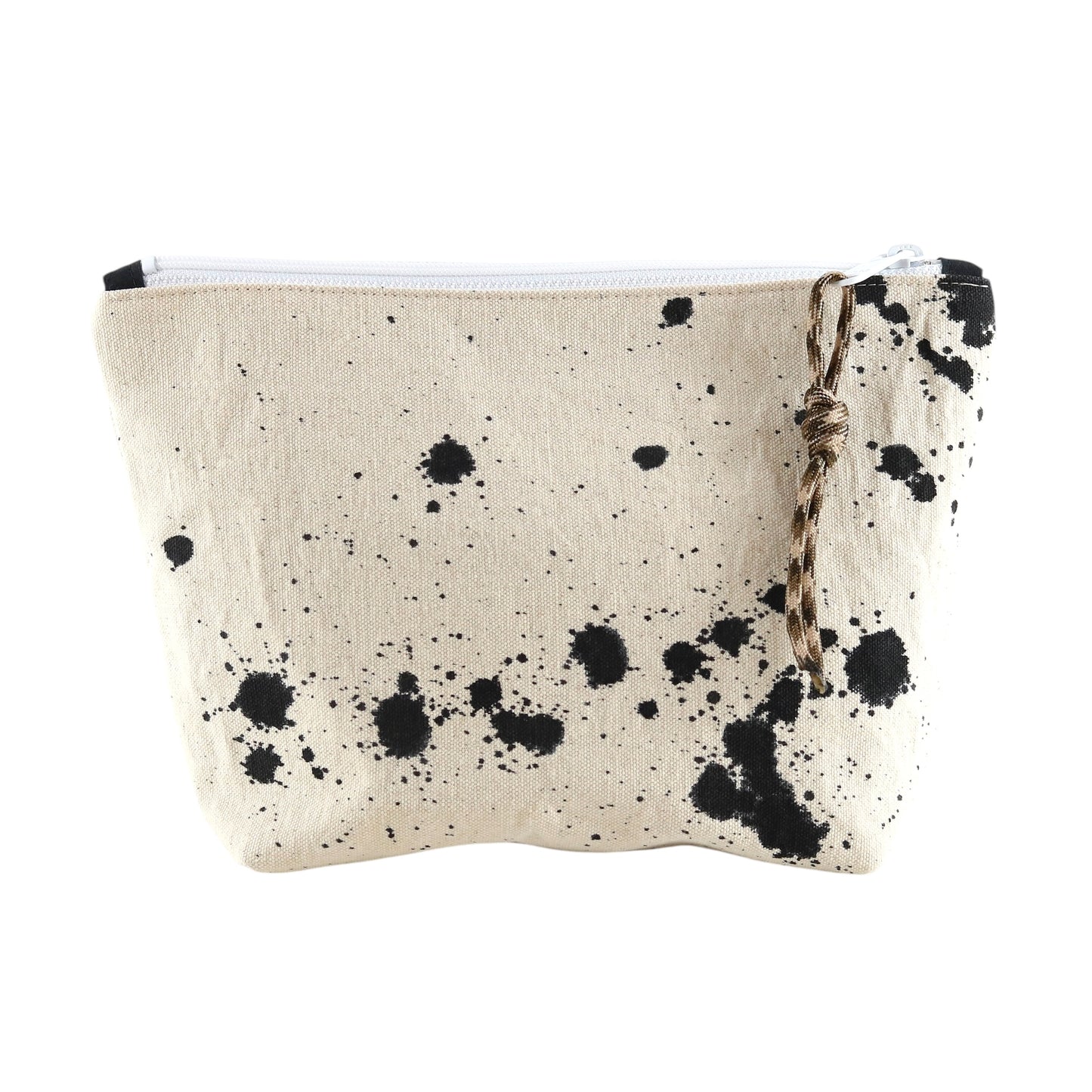 No. 8 MEDIUM ZIPPER POUCH Natural with Black