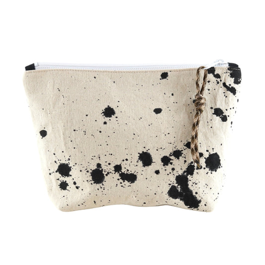 No. 8 MEDIUM ZIPPER POUCH Natural with Black