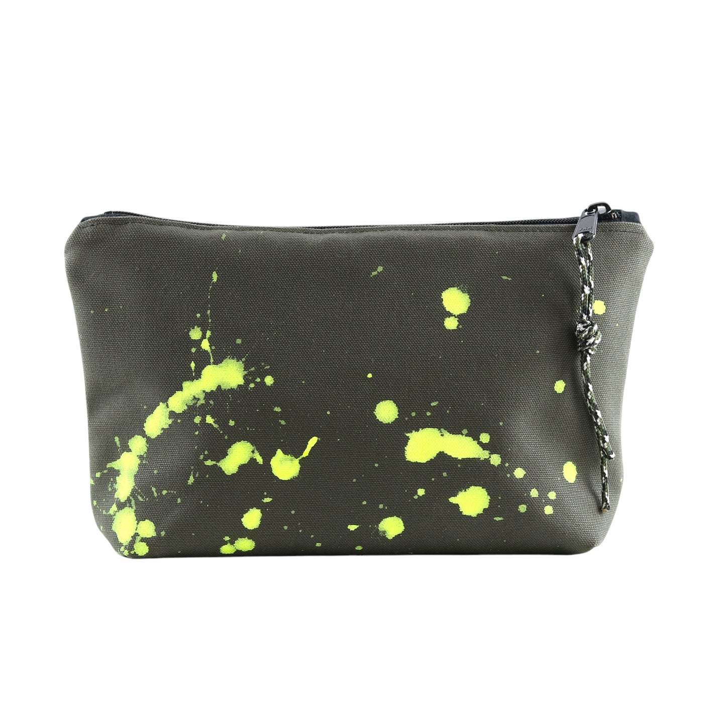 No. 7 SMALL ZIPPER POUCH Olive with Neon