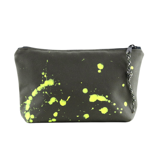 No. 7 SMALL ZIPPER POUCH Olive with Neon