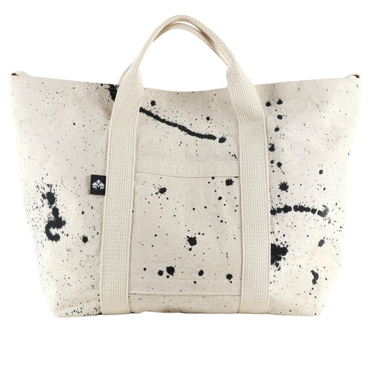 No. 5 CARRY ALL TOTE:  Natural with Black